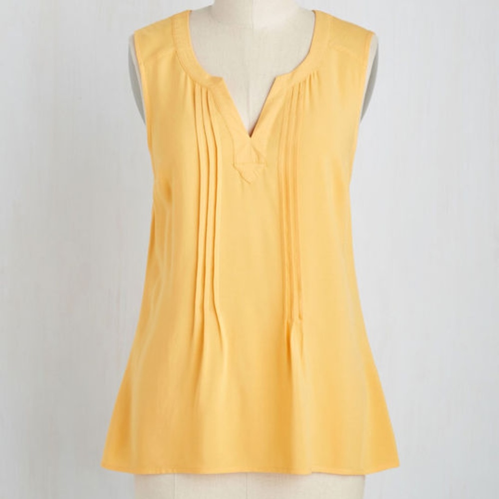 Modcloth Learning Latin Top Saffron Mustard 1X